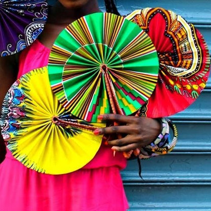 Assorted African Fabric Fan