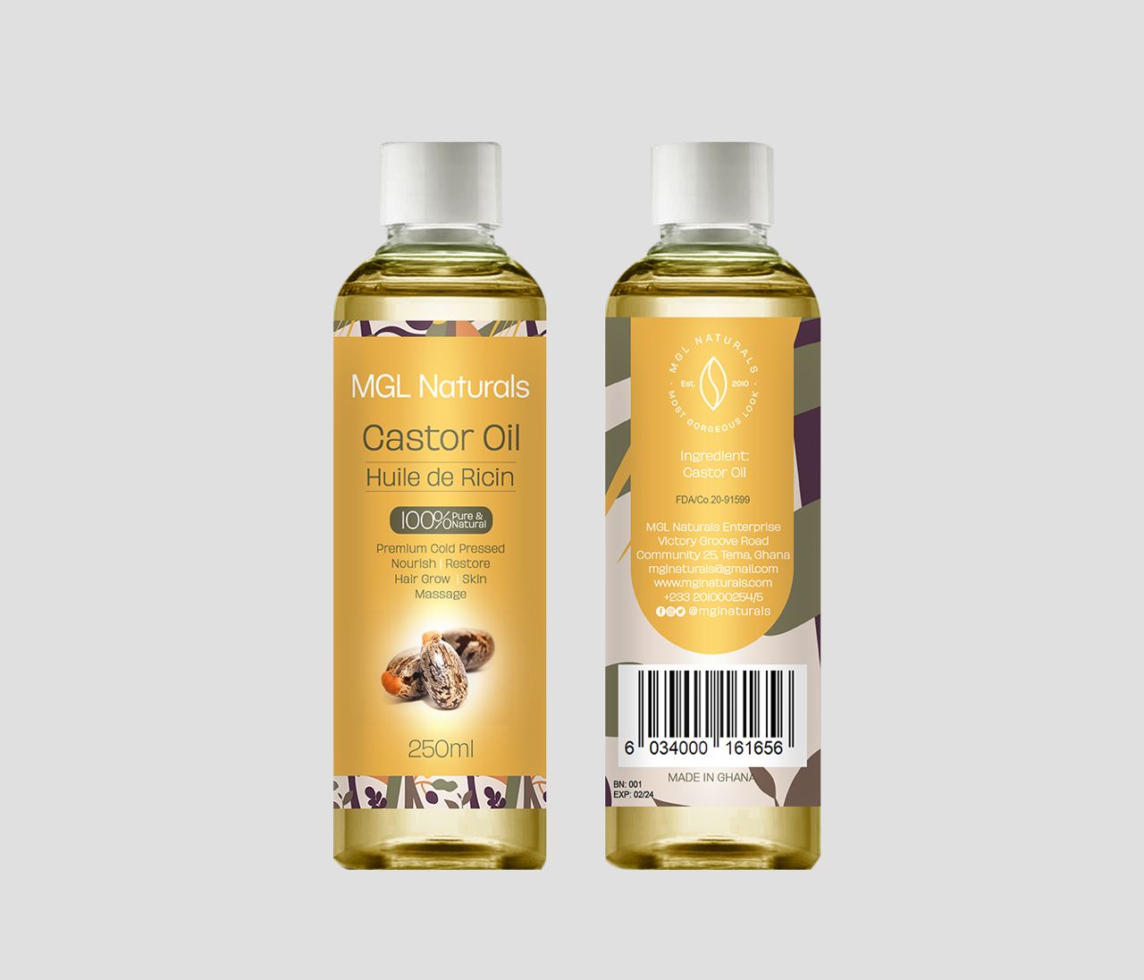 Organic Castor Oil - Rejuvinates, Replenishes Skin and Hair